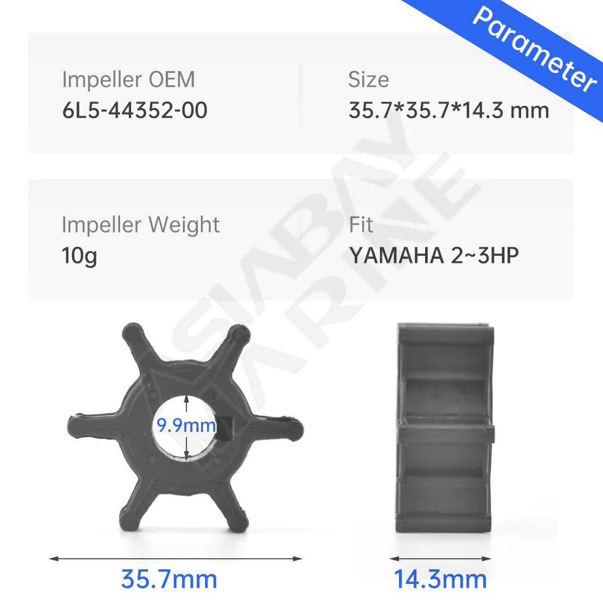 6L5-44352-00 Water Pump Impeller For Yamaha Outboard Motor Engine 2hp 2.5hp 3hp Ship Boat Parts 6L5-44352-00-00