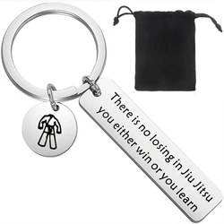 Jiu Jitsu Keychain Martial Artist Gifts for Martial Art Lovers Jewelry Stainless Steel