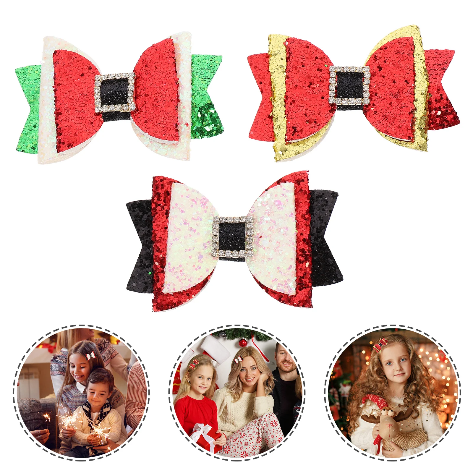 3 Pcs Bow Hairpin Girls Barrettes for Clip Decor Xmas Clips Kids Supplies Christmas Child