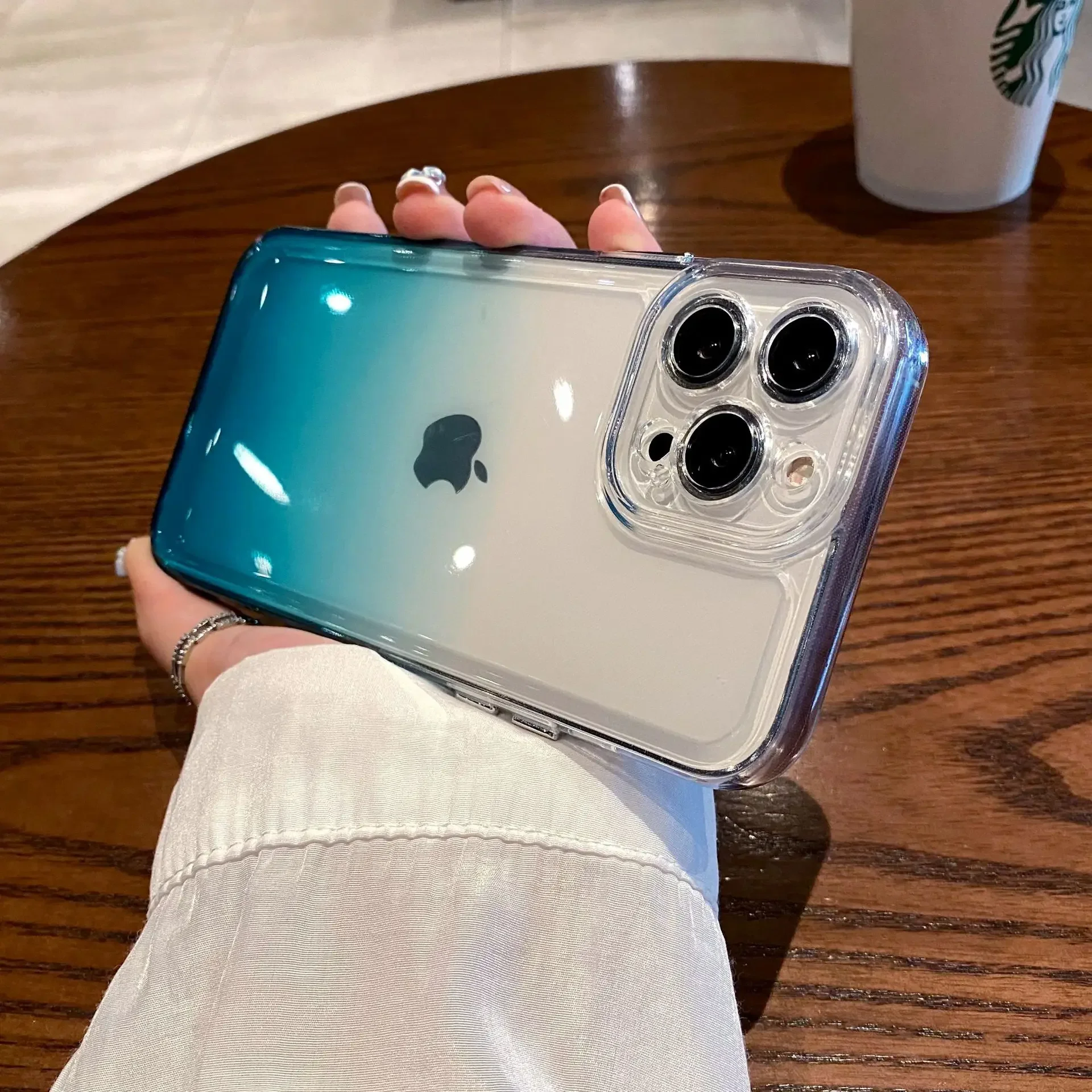 Funda de teléfono de Color degradado de lujo para iPhone 15 Pro Max 14 Plus 13 Pro 12 11 XS Max XR 8 7 + cubierta de parachoques transparente a prueba de golpes