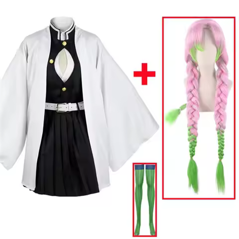 Adult Kids Demon Slayer Kimetsu No Yaiba Anime Kimono Kanroji Mitsuri Cosplay Full Set Wig Halloween Costume for Women Girl