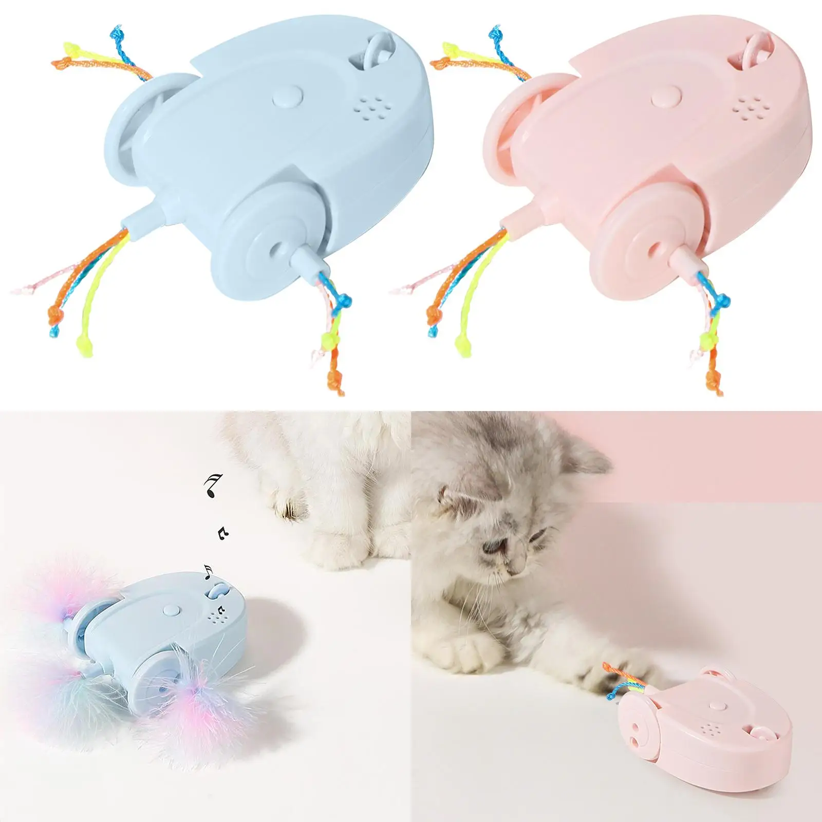Cat Toys Interactive Teaser Pet Stick Mouse Toy Moving Toys