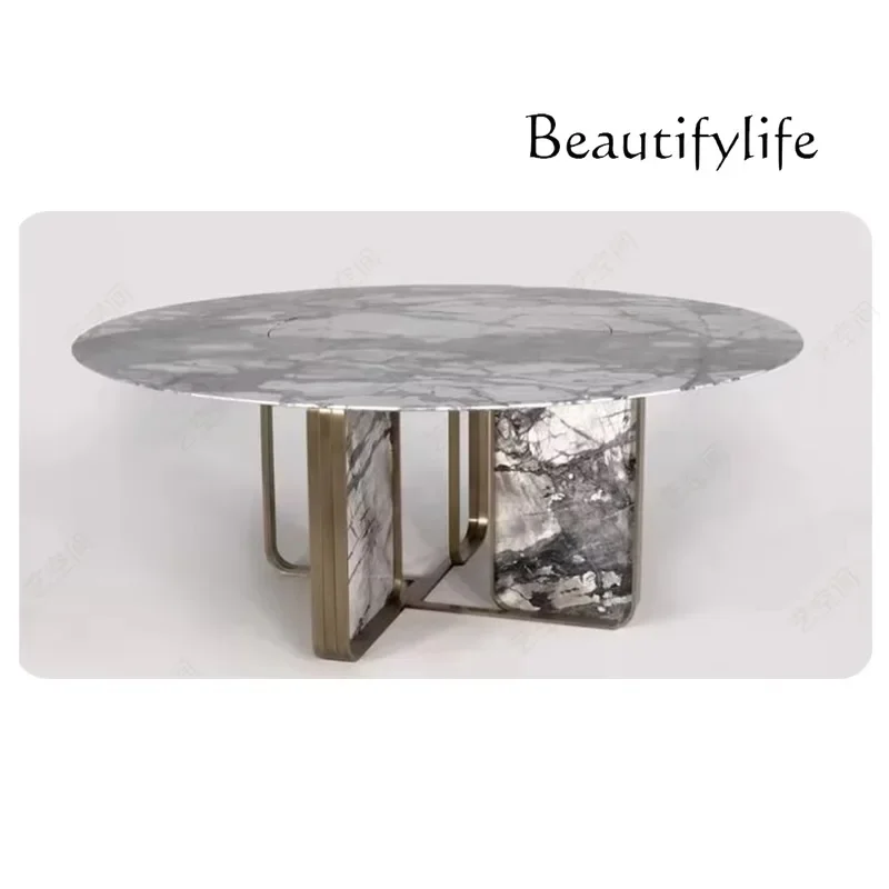 N40 Italian high-end marble dining table luxury villa restaurant dining table advanced sense creative round dining table