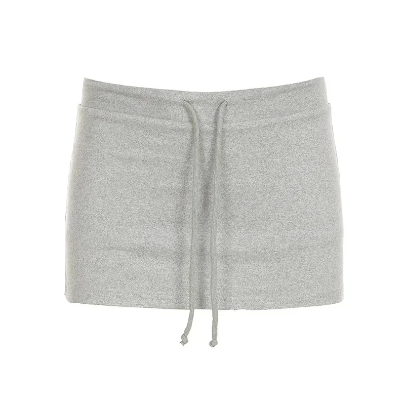 Pantalones de chándal informales con abertura lateral para mujer, falda ajustada acampanada con cordón elástico de cintura baja, Color sólido básico, ropa de golf coreana