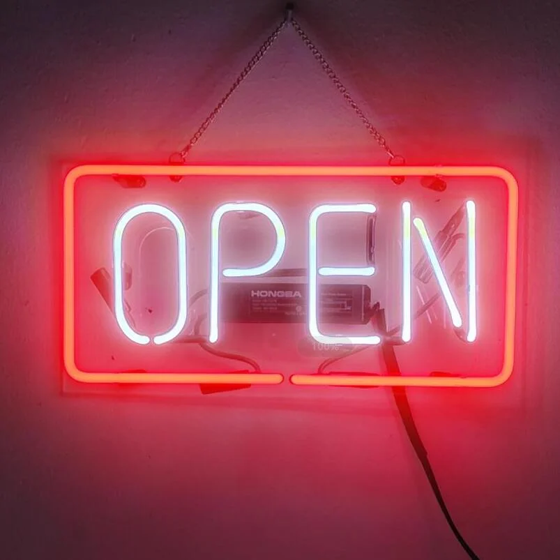 

Custom Open Glass Neon Light Beer Bar