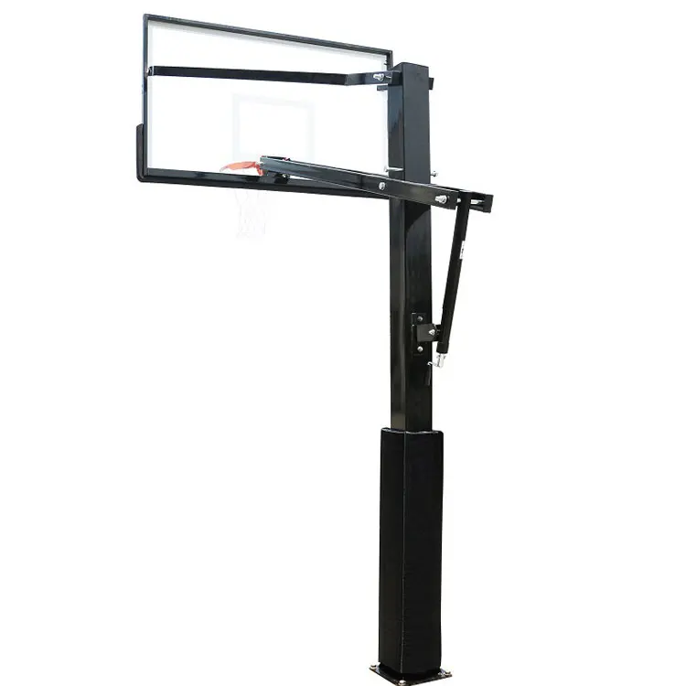 Fixed Adults Basketball Rim Adjustable Standard Size Tempered Glass Backboard in Ground Basketball Hoops