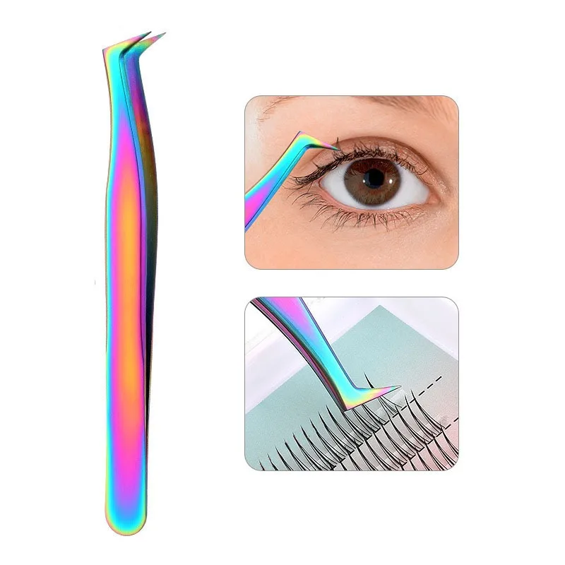 Edelstahl-Wimpernpinzette, Wimpernverlängerungs-Pinzette, Beauty-Wimpernpinzette, Falsche Wimpernzange, Beauty-Tool – Detail 9