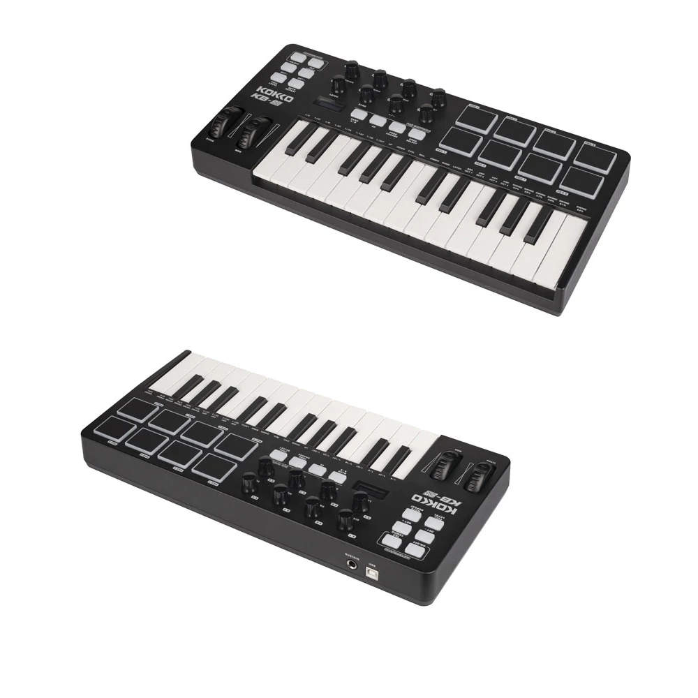 KOKKO KB-25 MIDI Keyboard Controller Built in Arpeggios Adjustable Wheel 8 Striking Pads 8 Custom Knob MIDI Controller Keyboard
