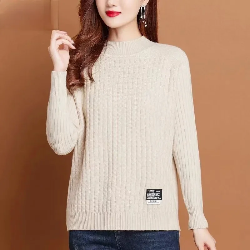 

Нижняя рубашка, топ, женское пальто 2026, осень-зима, новый высококачественный свитер, пуловер с полувысоким воротником, трикотаж, женские модные топы