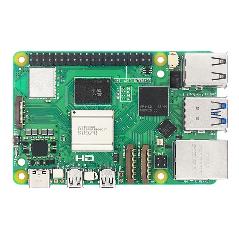 Efficient For Raspberry Pi 5 Development Board 4G+Aluminum Alloy Case Kit BCM2712 2.4Ghz Videocore VII Pcie 2.0 EU Plug Easy Ins