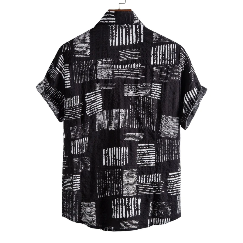 2024 New Shirts Men\'s Clothing Oversize Shirt Man Tiki Beach Fashion Blouses Social T-shirts Luxury Hawaiian Cotton T-shirt