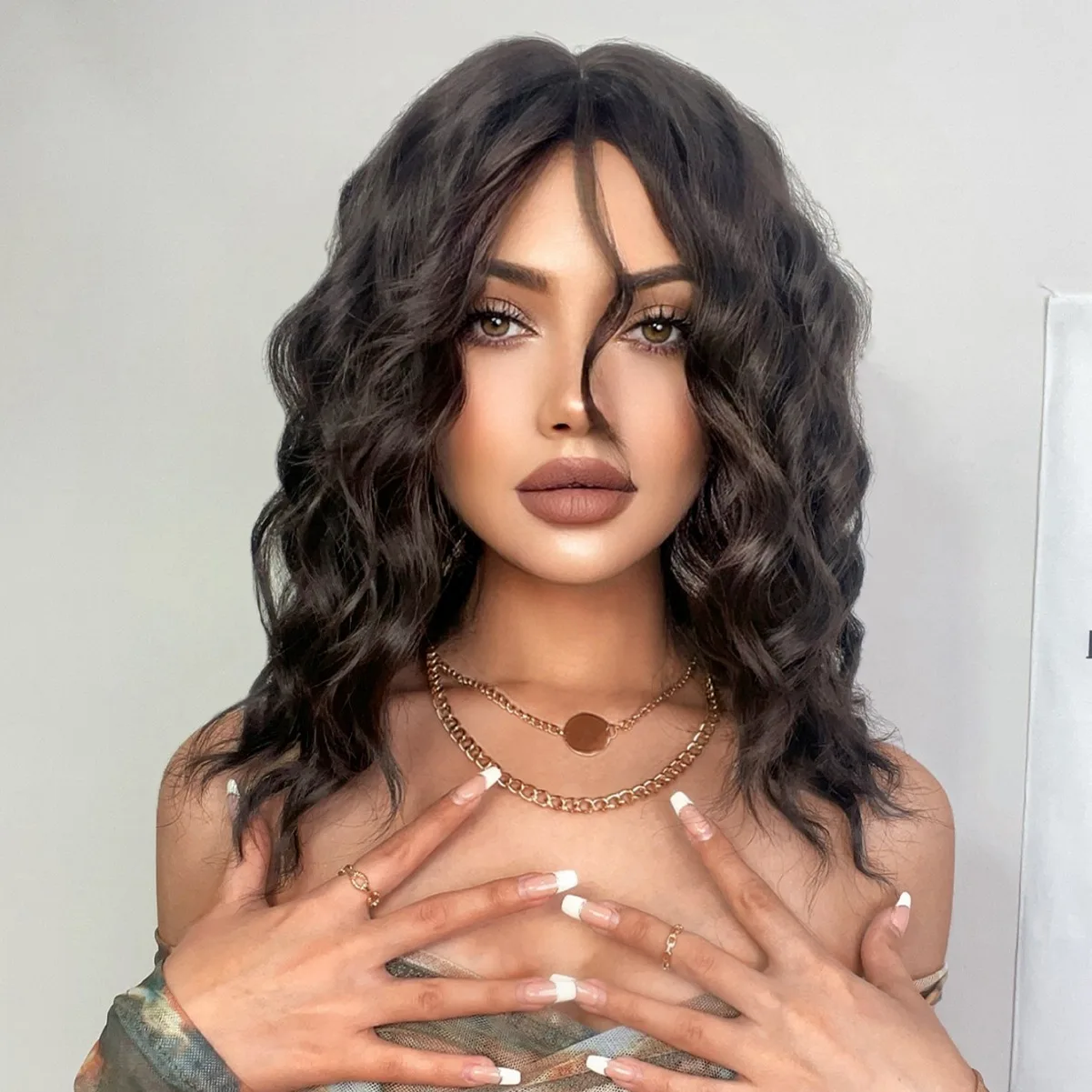 

Парик женский вьющиеся волосы jk натуральный длинный завиток реалистичное химическое волокно полный головной убор сладкий парик