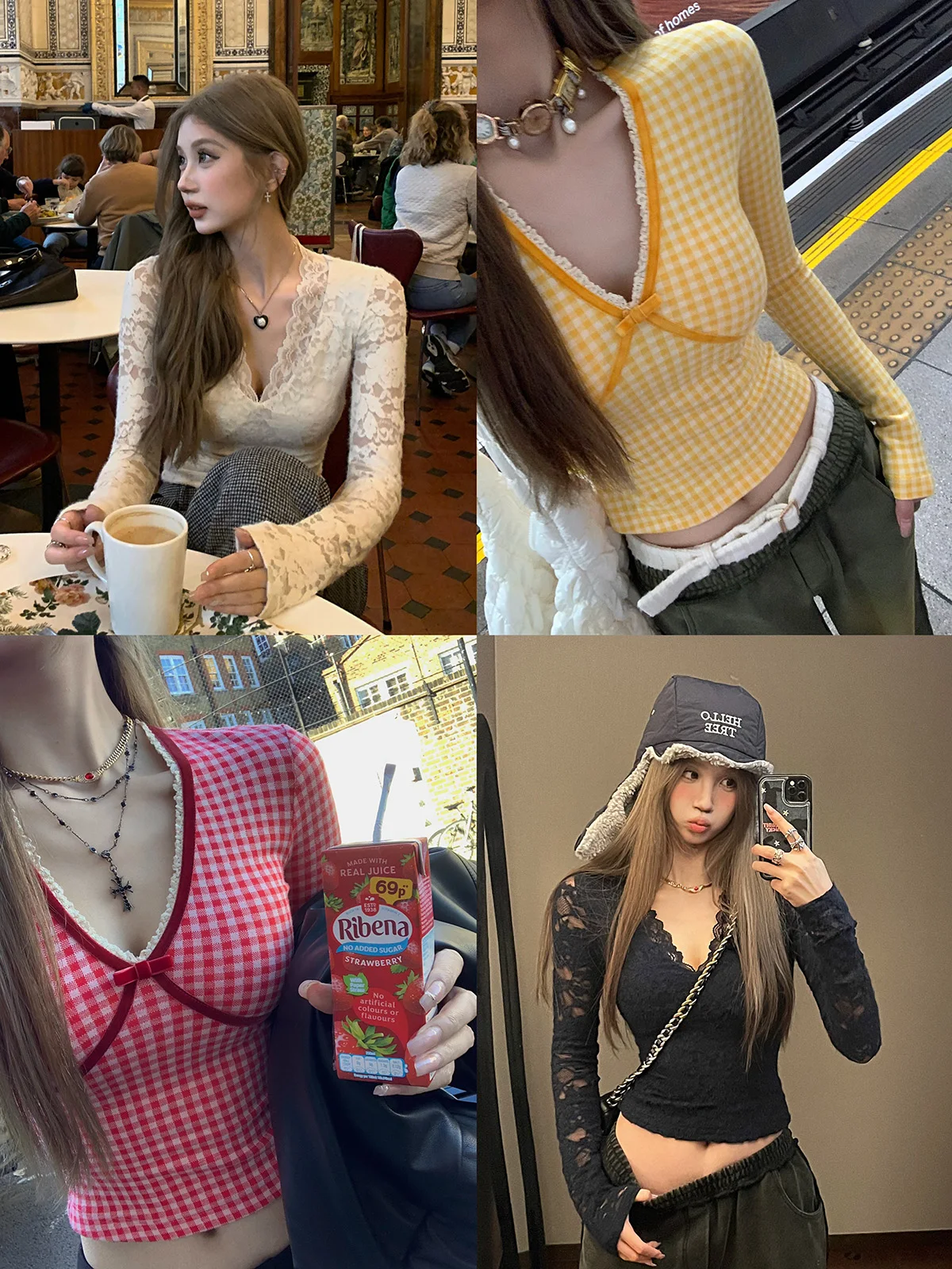 

Женская кружевная базовая блузка Tongiiuu Sweet Tea Jennifer Cheered с V-образным вырезом, приталенная, с длинным рукавом, стандартной длины, для зимы