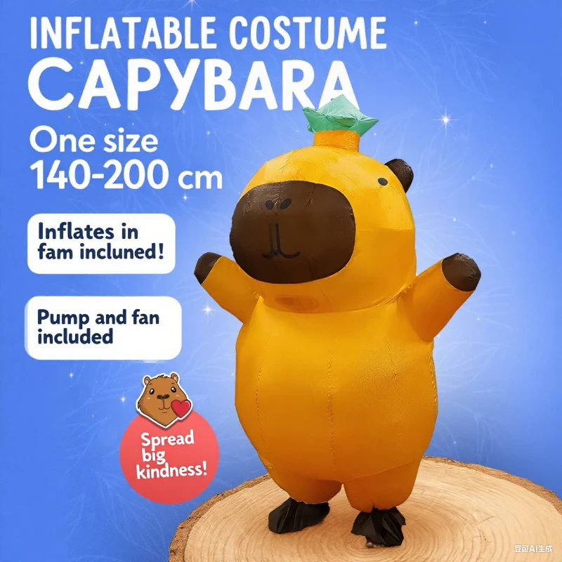 Disfraz de capibara inflable para adultos, divertido traje de animal de Halloween, fiesta divertida, vestido para jugar
