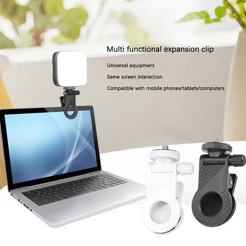 1 pçs mini luz de preenchimento clipe plástico portátil telefone móvel computador luz preenchimento 1/4 parafuso montagem câmera fixa flash titular