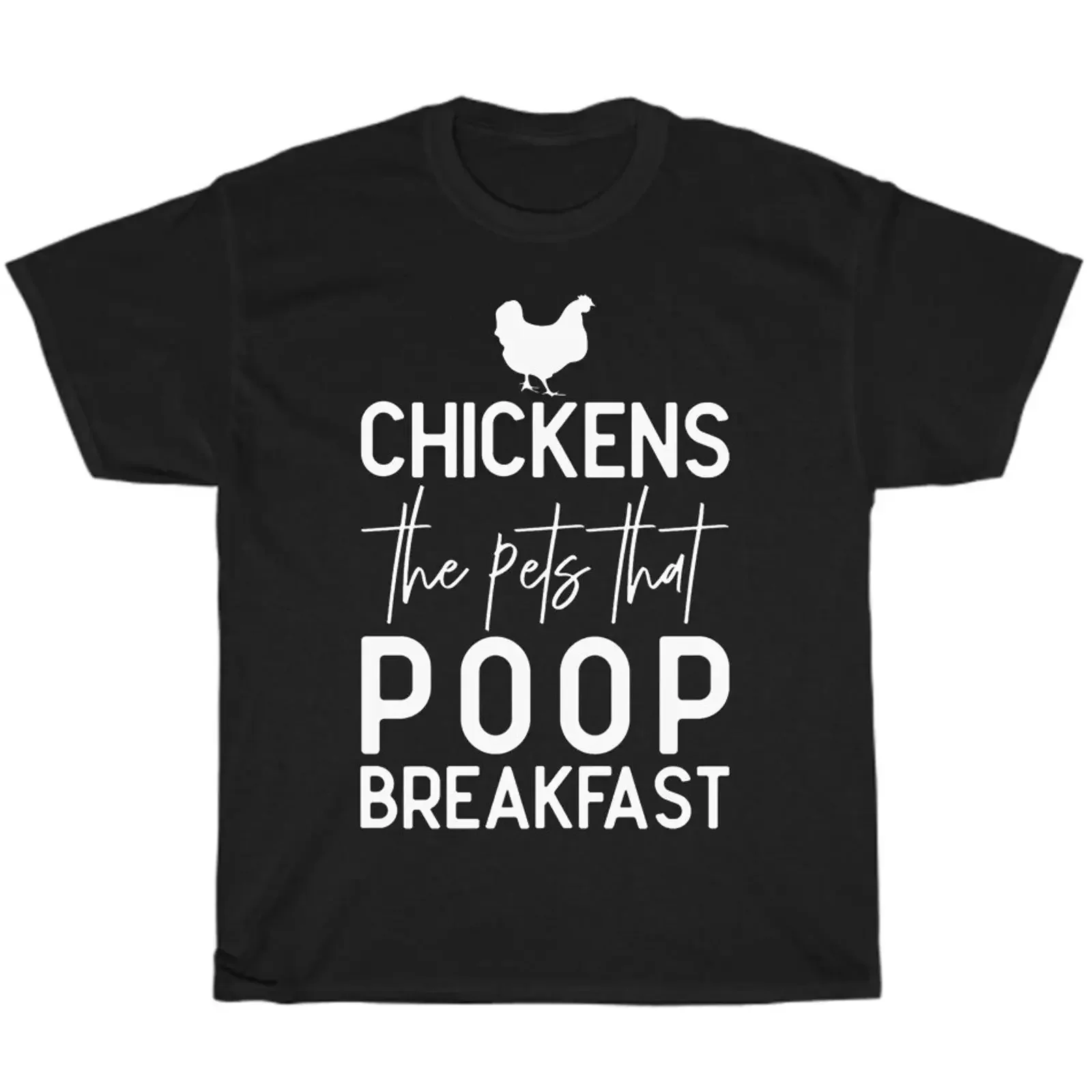 Chicken The Pet That Poops Breakfast T Shirt Country Farm Animal Funny  vintage Washed homme Slightly streetwear Casual