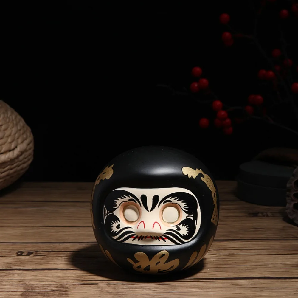 Statuette Daruma japonaise en céramique, artisanat Zen Feng Shui, mini tirelire porte-bonheur, ornement de table, boîte à monnaie, décoration d'intérieur