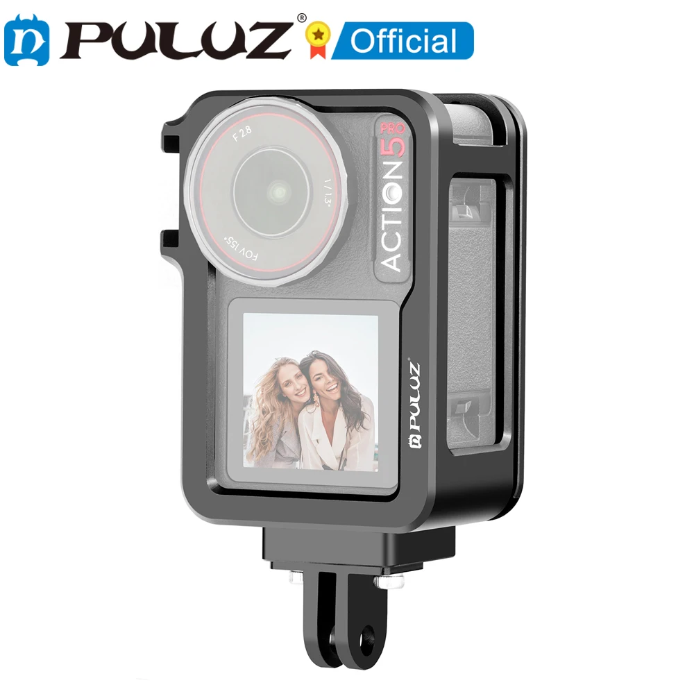 

PULUZ Aluminum Alloy Cage for DJI Osmo Action 5 Pro Metal Cage Expansion Adapter Frame with Cold Shoe Sport Camera Accessories