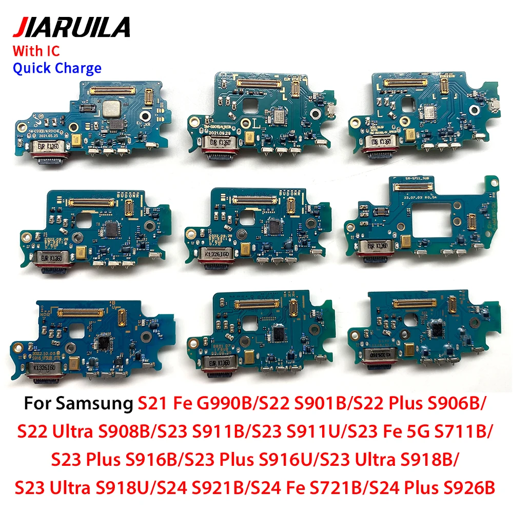 

NEW USB fast Charging Port Dock Charger Plug Connector Board Flex For Samsung S24 S23 S22 Plus Ultra S21 Fe G990B S906B