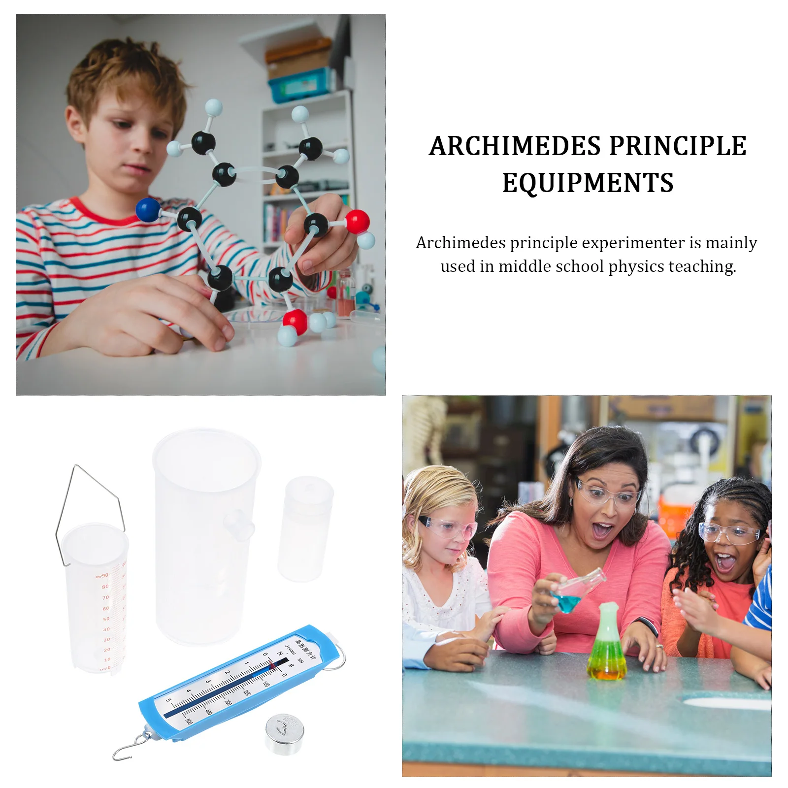 

1 set 1 Set Buoyancy Experiment Device Archimedes Principle Demonstrator Transparent Overflow Cup Measuring Tube Plastic Bucket
