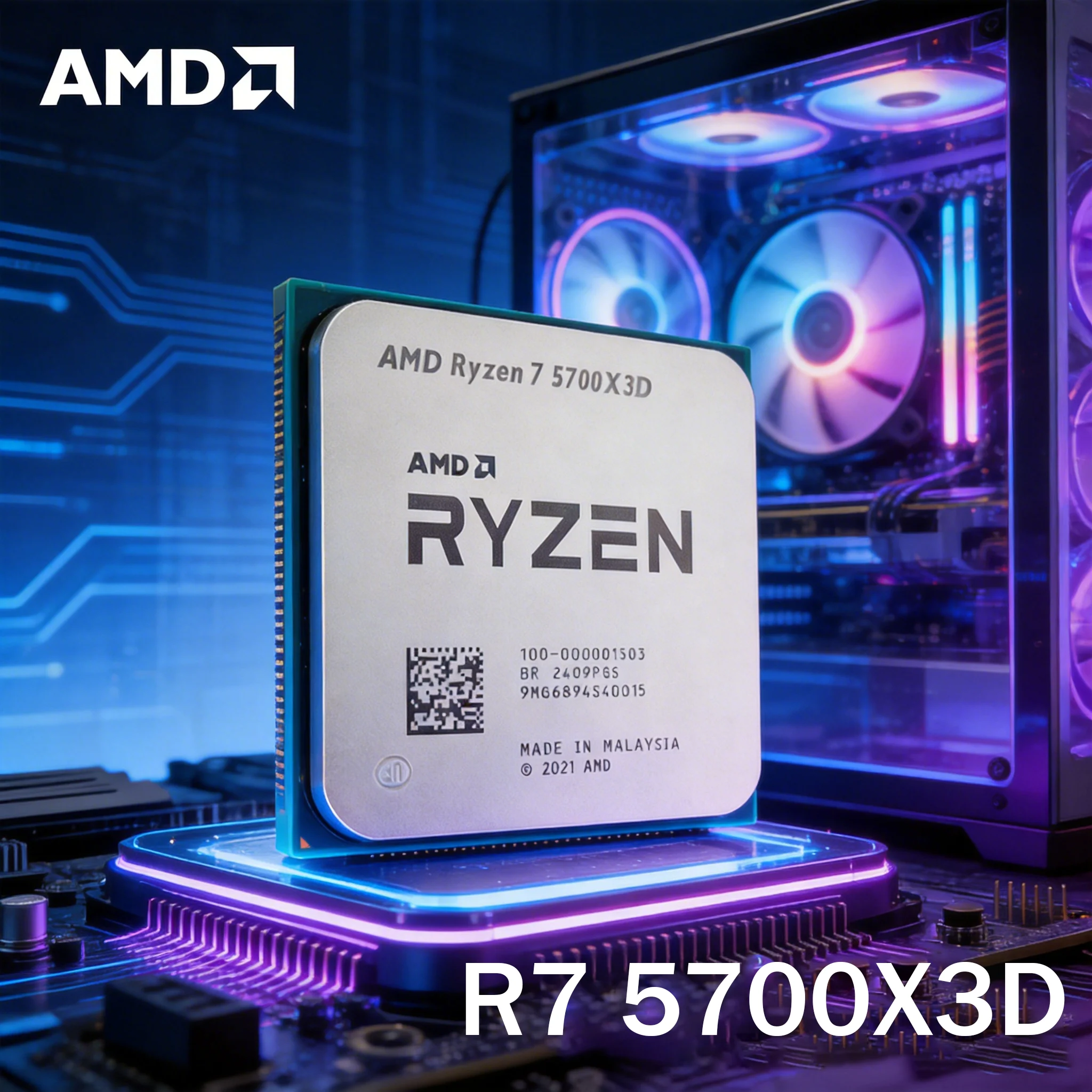 

AMD Ryzen 7 5700X3D Bulk CPU 8 Core 16 Thread 3GHz up to 4.1GHz 105W AM4 DDR4 Processor for X570 B550 Ryzen 5000 Series