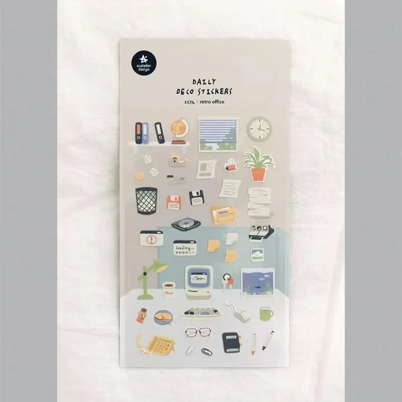 Suatelier 1174 Retro Office Stickers Korea Scrapbooking Hobby Supplies Aesthetic Cute Journaling Stationery Planner Sticker