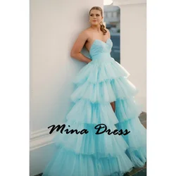 Mina Customized Laminated Evening Dresses Woman Elegant Formal Dresses for Women Evening Dress Slit Off the Shoulder Sleeveless