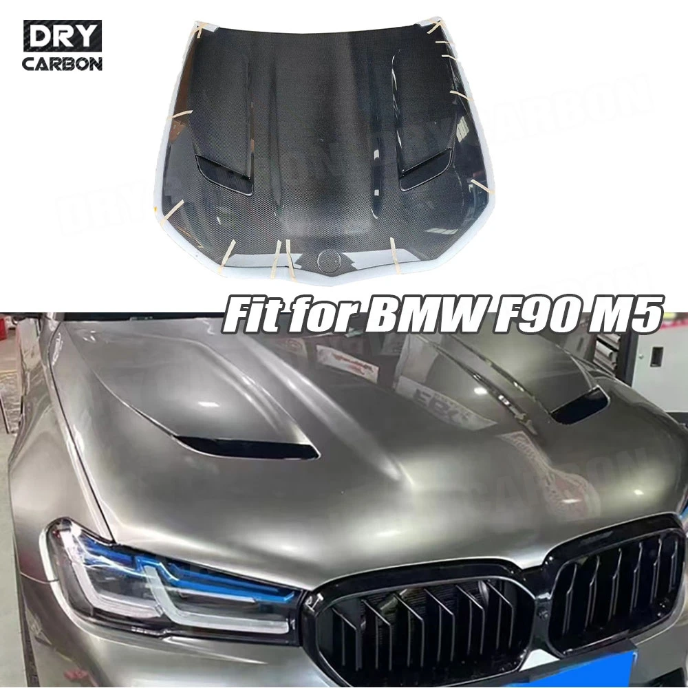 Carbon Fiber C Style Car Front Bumper Engine Hood for BMW 5 Ser F90 M5 2018+ Front Engine Bonnet Trim Cap Body Kit Accessories