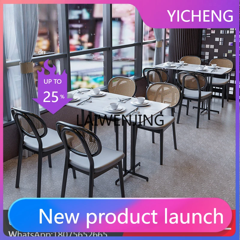 LYY theme restaurant hot pot milk tea barbecue noodle shop rattan card seat sofa table and chair combination