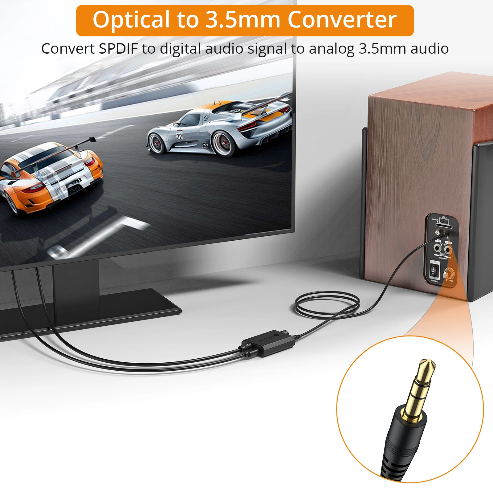 Neoteck 192kHz DAC Converter SPDIF To 3.5mm AUX Digital To Analog Audio Converter Optical Toslink To 3.5mm Audio Adapter
