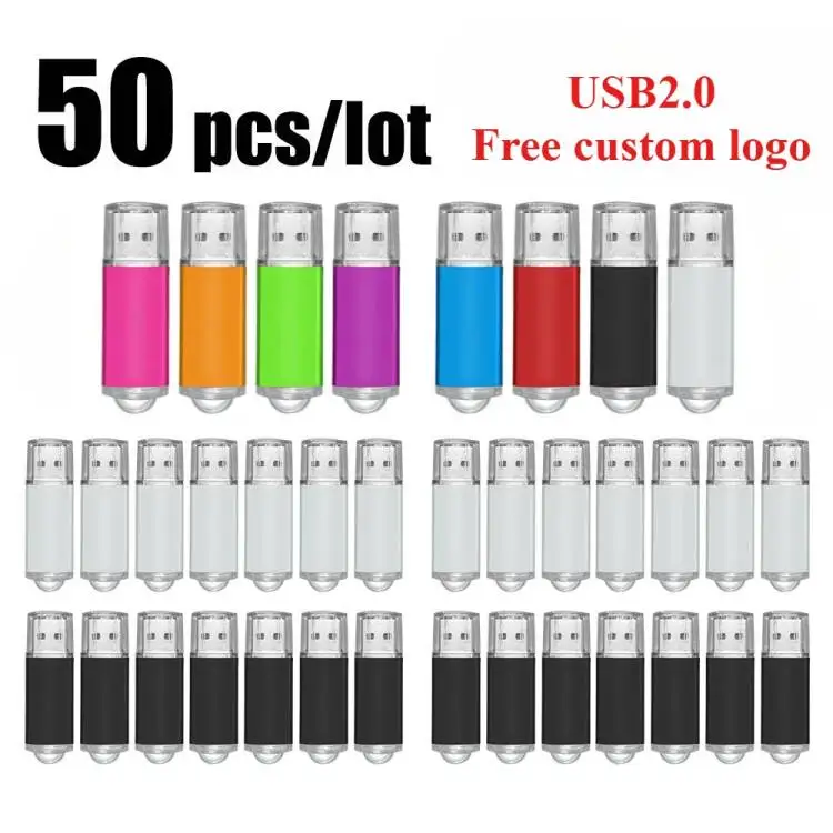 Free Custom LOGO 50PCS Flash Drive2.0 Pen Drive 256MB 512MB 1GB 2GB 4GB 8GB 16GB Pendrive Memory Stick 32GB 64GB 128GB USB Stick