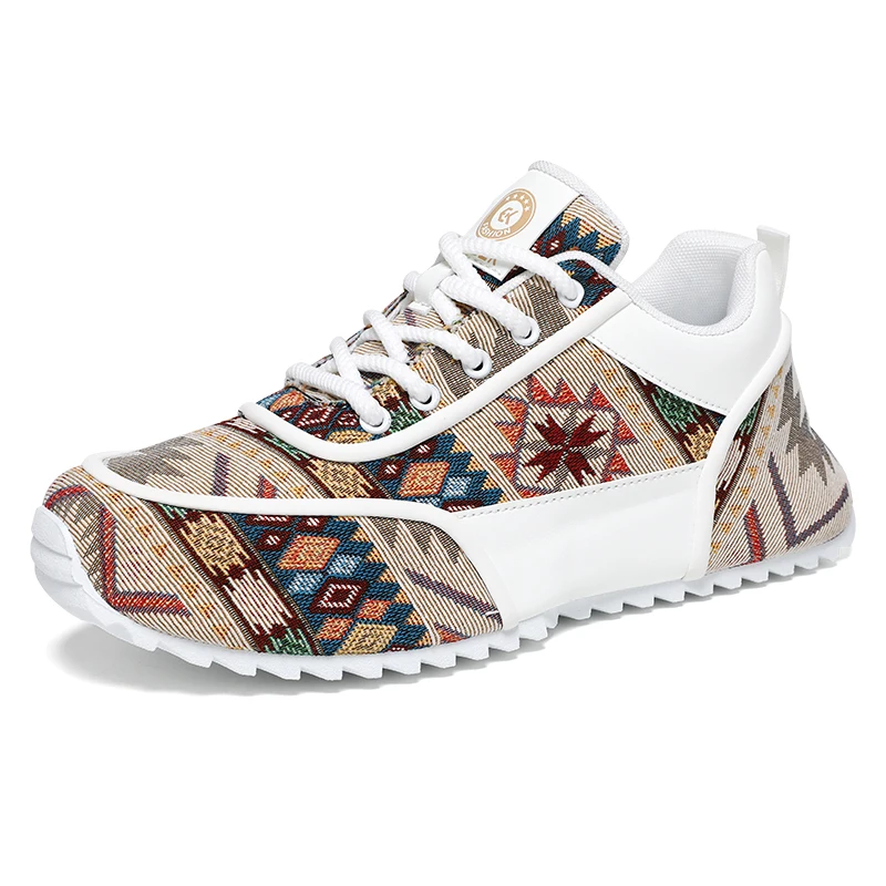 أحذية رياضية كاجوال للرجال مطبوعة من القماش أحذية مسطحة عالية الجودة للزوجين نعل سميك مانعة للانزلاق أحذية بدون كعب للمشي للطلاب للرجال