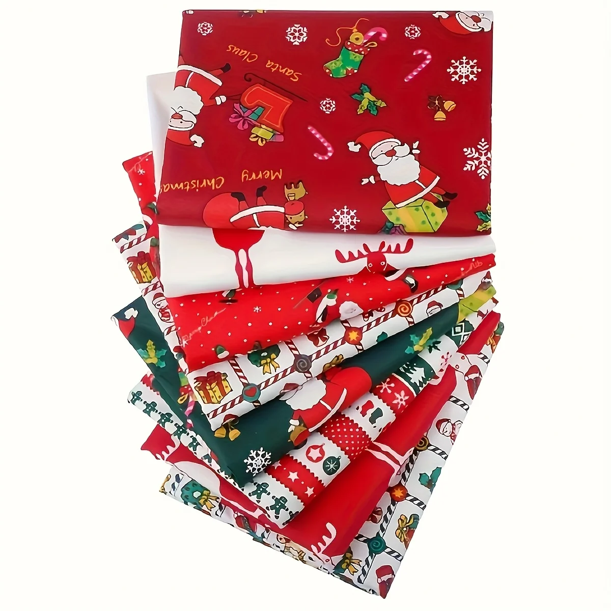 8-teiliger Weihnachtsstoff, gesteppter Stoff mit Weihnachtsmuster zum Nähen und Heimwerkerhof