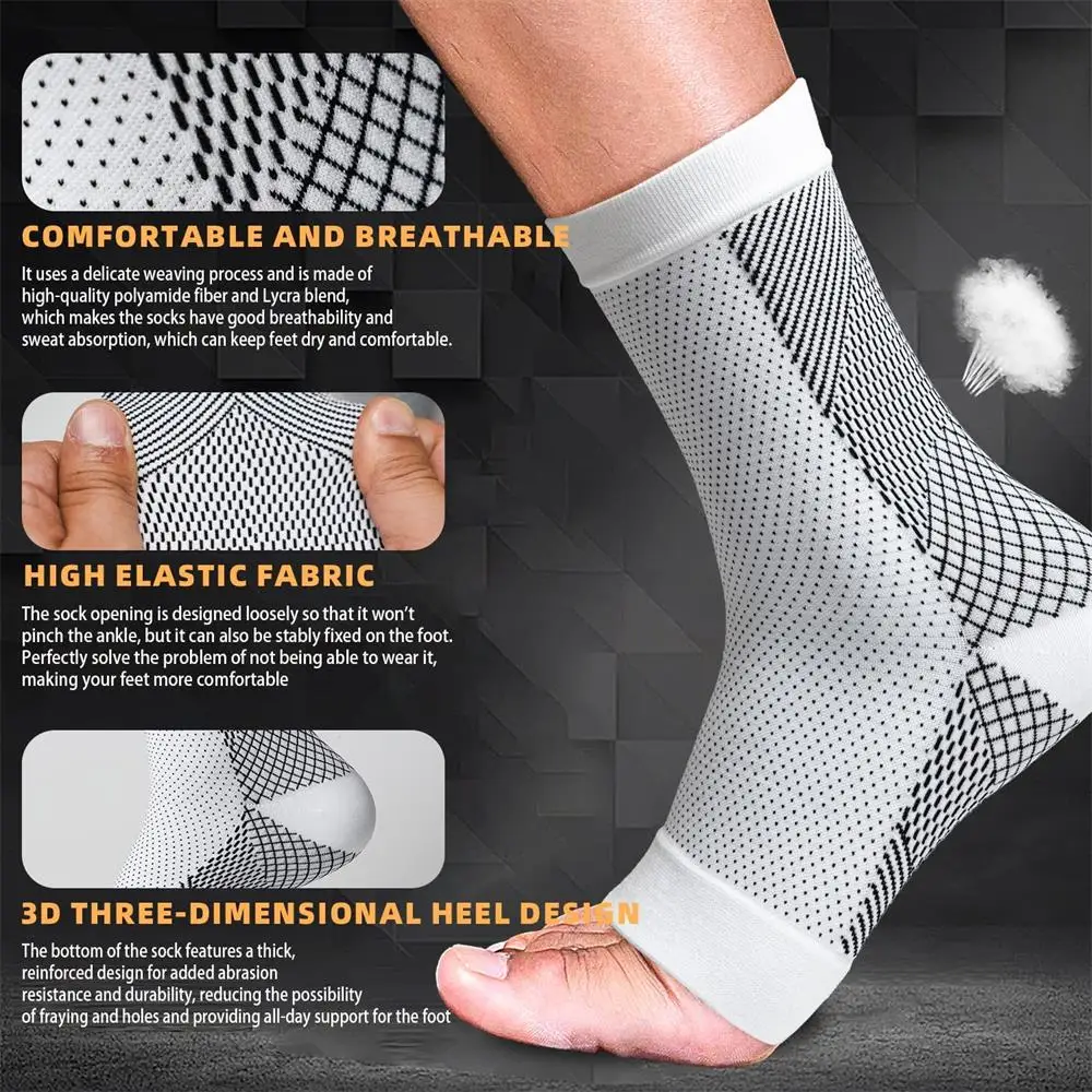 Neuropathy Socks Men Women Ankle Sleeves Plantar Fasciitis Socks Relief Brace for Ankle Gout, Achilles Tendonitis Pain Relief