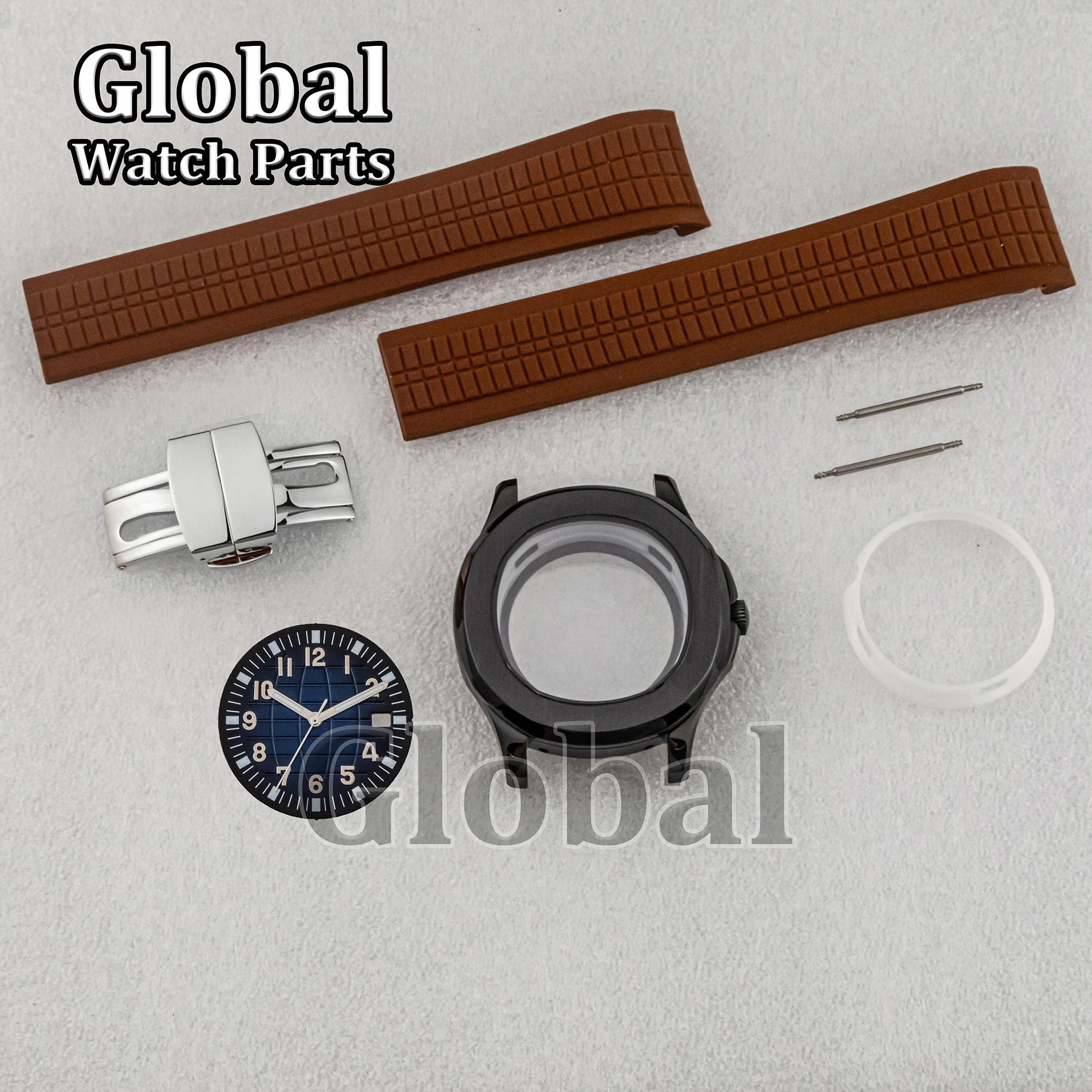 Корпус NH35, резиновый ремешок, циферблат, светящиеся стрелки, черная нержавеющая сталь, 10 АТМ, водонепроницаемое сапфировое стекло для механизма Nautilus NH36