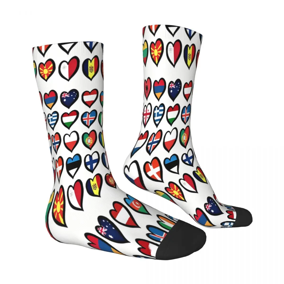 Eurovision Song Contest Hearts Socks Male Mens Women Winter Stockings Polyester