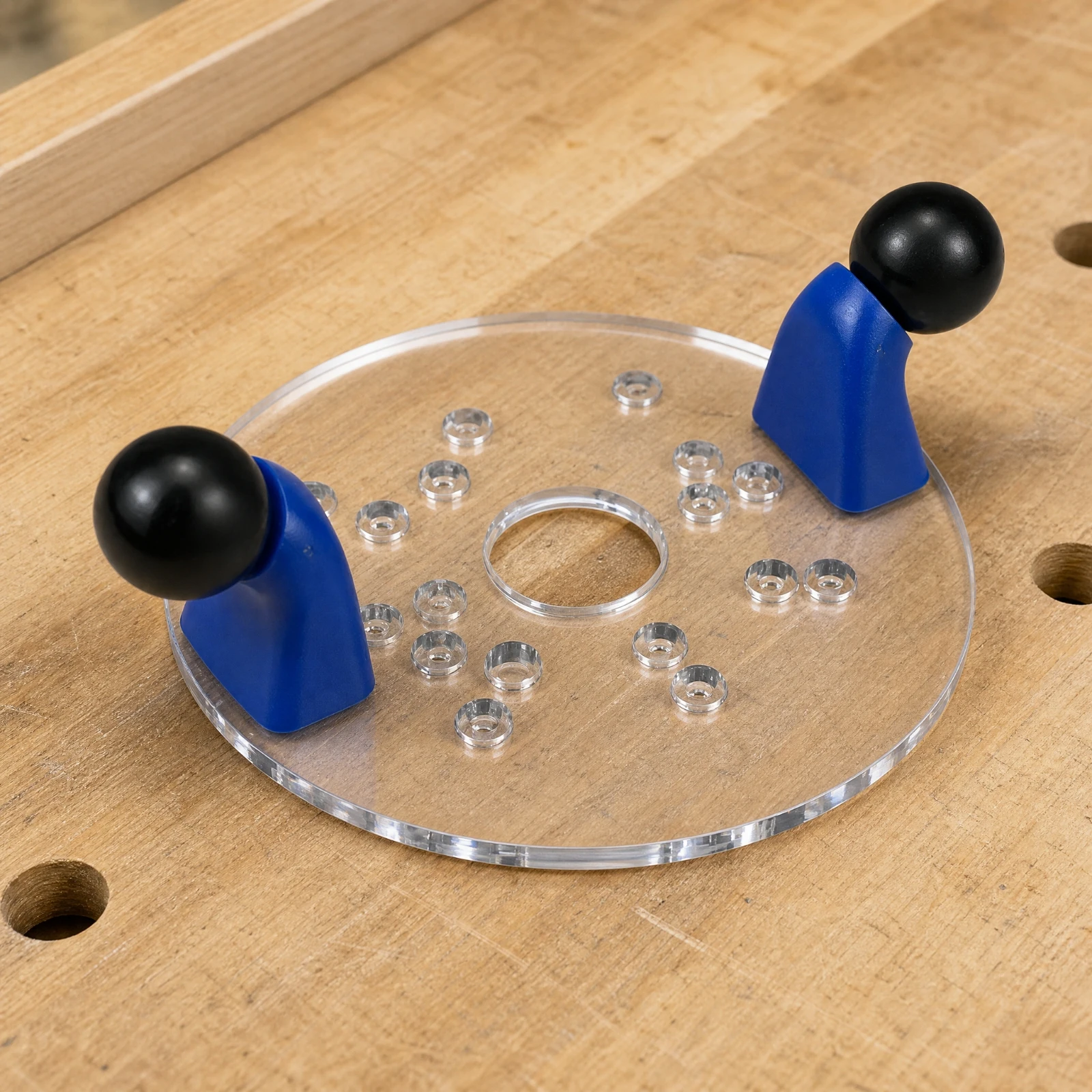 Transparent Router Positioning Plate Stable Circular Router Plate with Hand Knobs Sturdy Ergonomic for Woodworkers