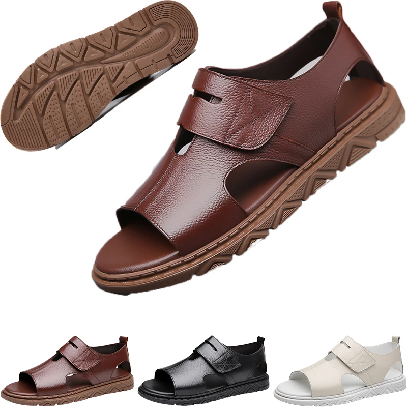 Летние мужские дышащие уличные сандалии без шнуровки на мягкой подошве, модная римская многофункциональная повседневная обувь на резиновой подошве