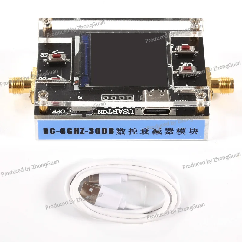 TYPE-C 6G Digital Programmable RF Attenuator 30DB TFT Display CNC Shell Supports Communication