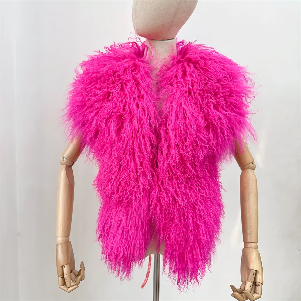 Streetwear Real Mongolian Sheepskin Fur Vest Women Real Sheep Fur Halter Top vest