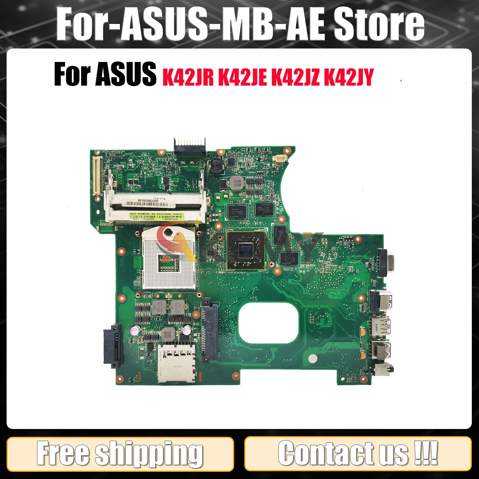 

K42JR Laptop Motherboard For ASUS A42J K42JZ K42JE K42JC X42J K42JA K42JY K42JZ K42JP K42JR K42J Mainboard 100% tests fast ship