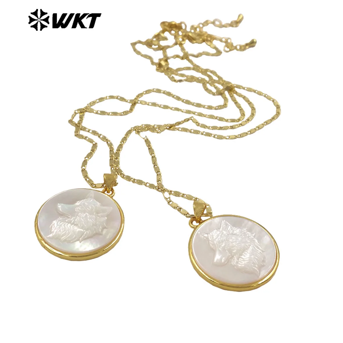 WT-JN352 5PCS Natural Mop Shell Lovely Elegant Gentle 18inch Round Shape Necklace With 18k Real Gold Plated  For Girls Jewelry