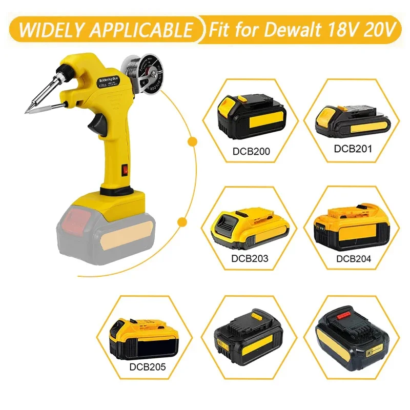 for Dewalt 18V 20V Li-ion Battery Cordless Soldering Iron Gun  Automatic Feed Hand-held Quick Preheat Soldering Welding Gun