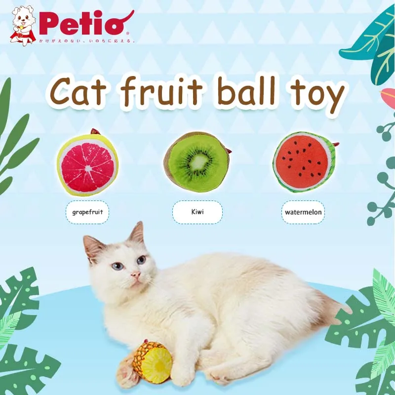 Petio Catnip Toys Cute Fruit Shape Plush Teeth Grinding Bite-resistant Teasing Relaxation Cat Chew Toy Pet Accessories