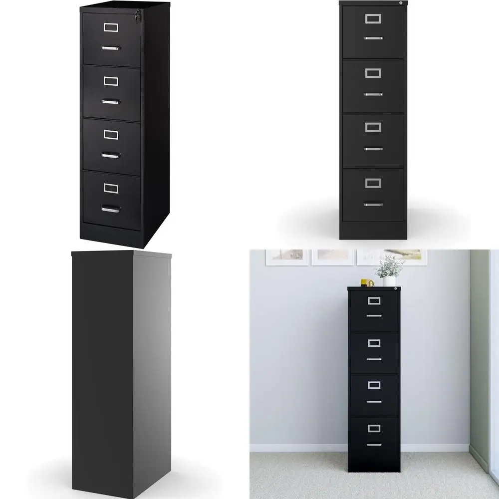 

4-Der Veal ile Cabinet, Letter Size Documents, Lockable, 22" D x 14.9" W x 51.97" H, Black