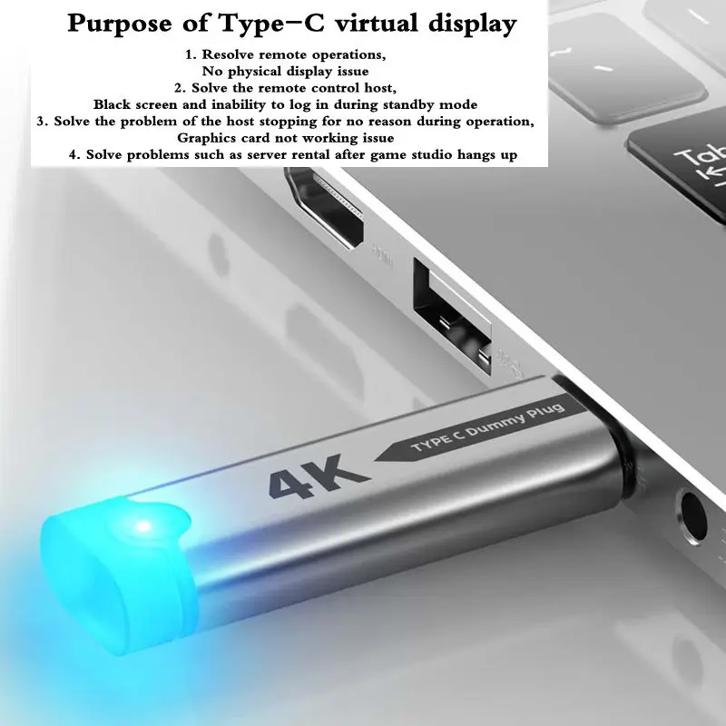 4K@60Hz/8K@30Hz Type-C Analog Display, Graphics Card Deceiver, Virtual Display, Remote Hanging, Fake Load
