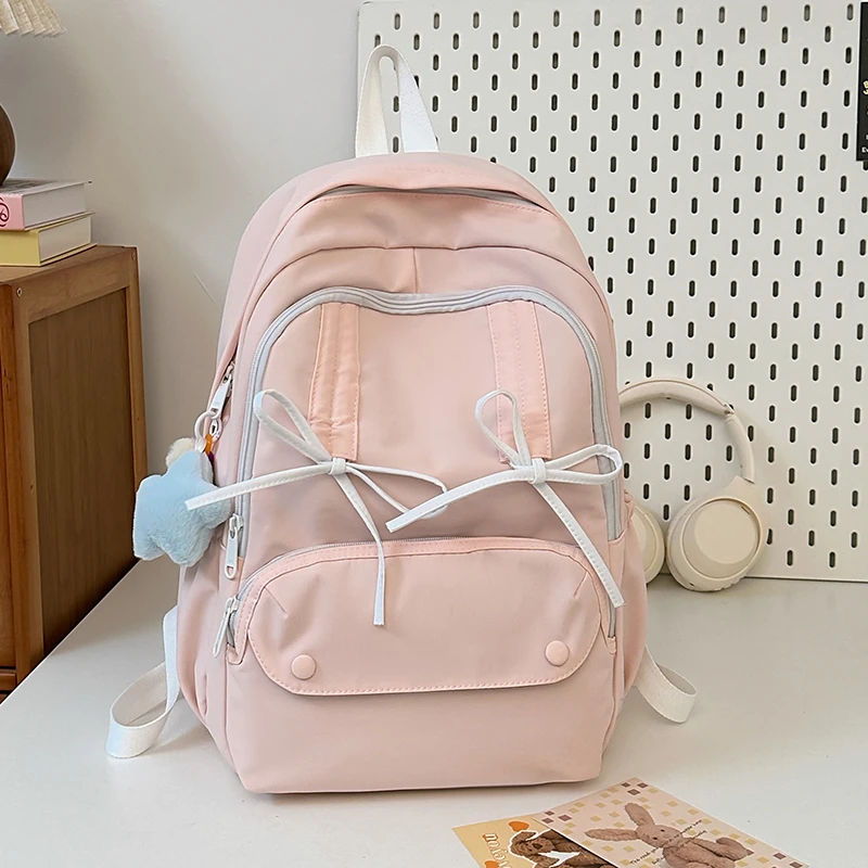 

New Casual Solid High Quality Nylon Backpacks 2025 Large Capacity Simple Versatile Durable Concise Classic Style School Bags