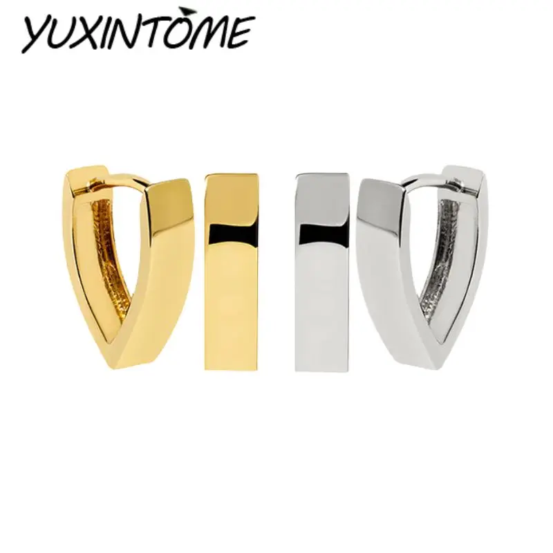 

Иглы из стерлингового серебра 925 пробы, простые темпераментные и элегантные изогнутые серьги с перевернутым треугольником, женские повседневные модные ювелирные изделия