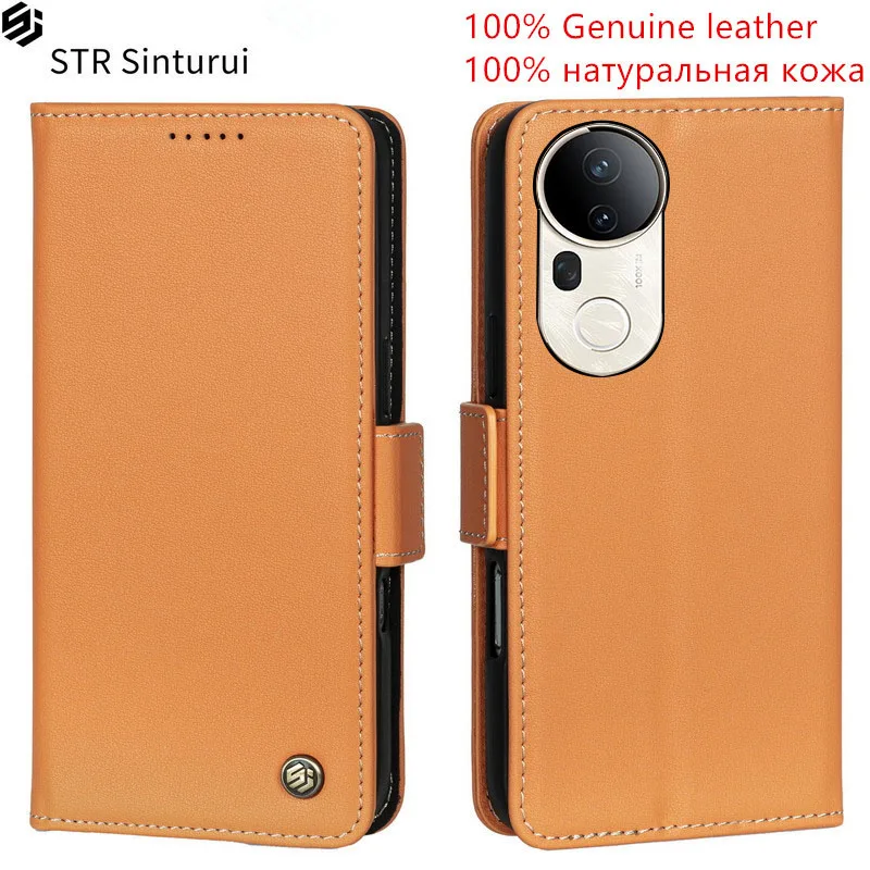 

STR 100% Genuine leather Nappa grain card Slot Wallet Cover For vivo T4 T3 Ultra Pro Lite T4R T4x T3x Flip shockproof phone Case