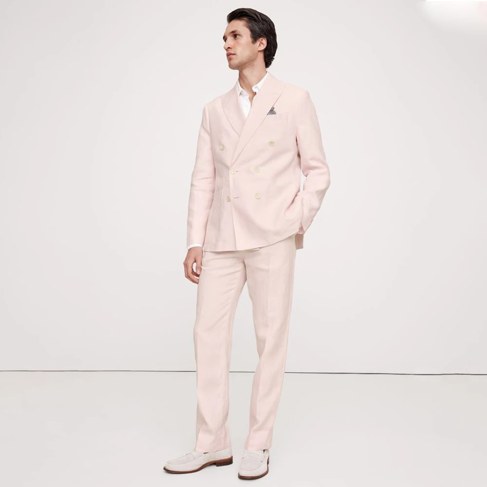 

Мужские костюмы по индивидуальному заказу, модные двубортные комплекты с пиковыми лацканами, приталенная мужская одежда, элегантные свадебные комплекты из двух предметов, куртка и брюки